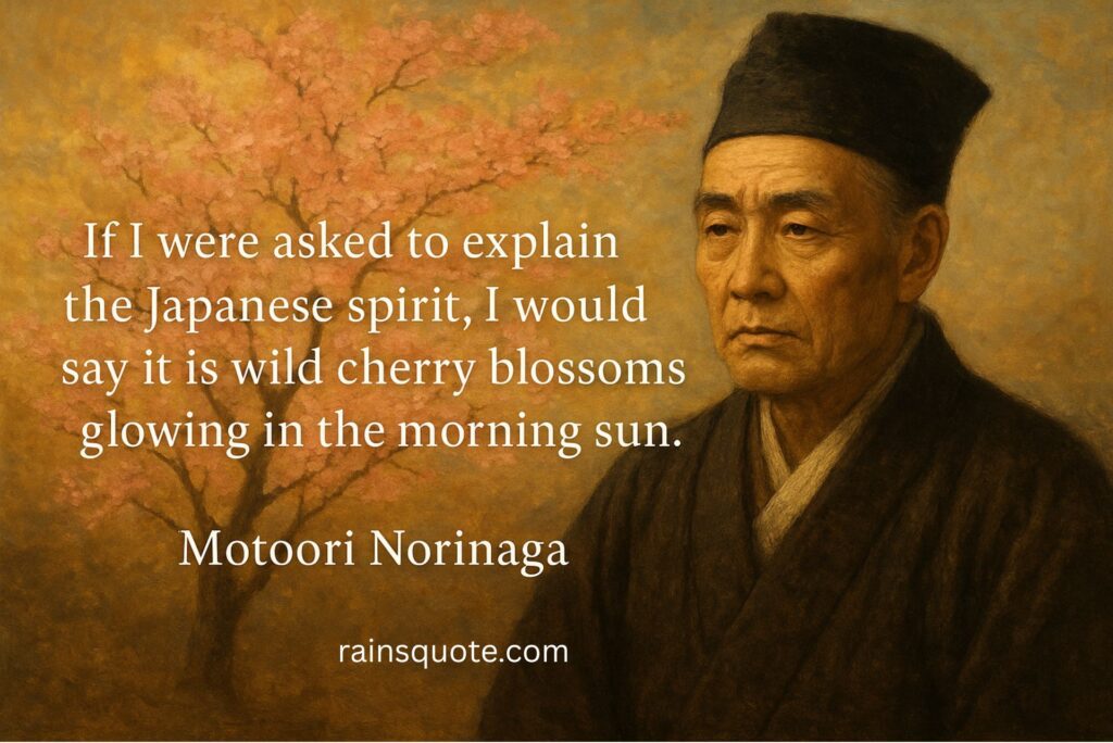 “If I were asked to explain the Japanese spirit, I would say it is wild cherry blossoms glowing in the morning sun.”