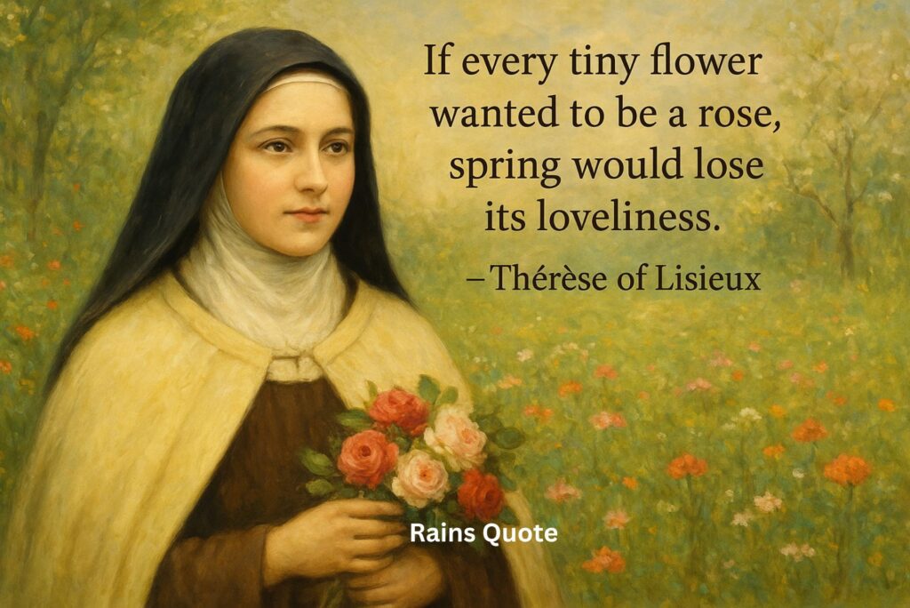 "If every tiny flower wanted to be a rose, spring would lose its loveliness."