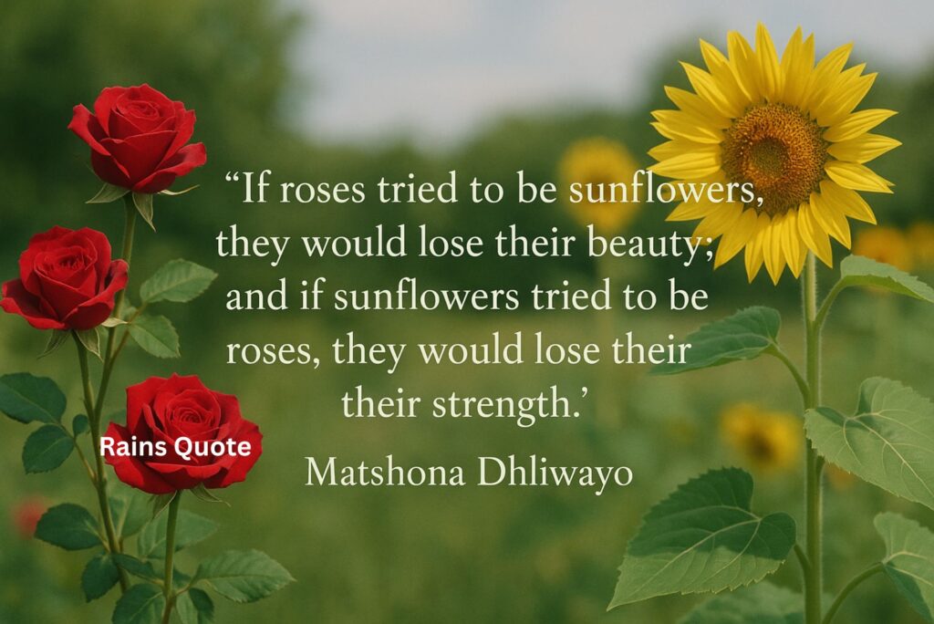 “If roses tried to be sunflowers, they would lose their beauty; and if sunflowers tried to be roses, they would lose their strength.”