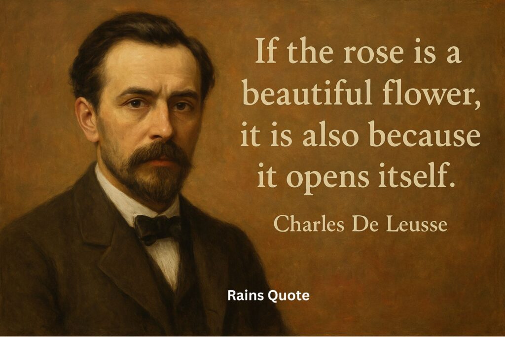 โIf the rose is a beautiful flower, it is also because it opens itself.โ