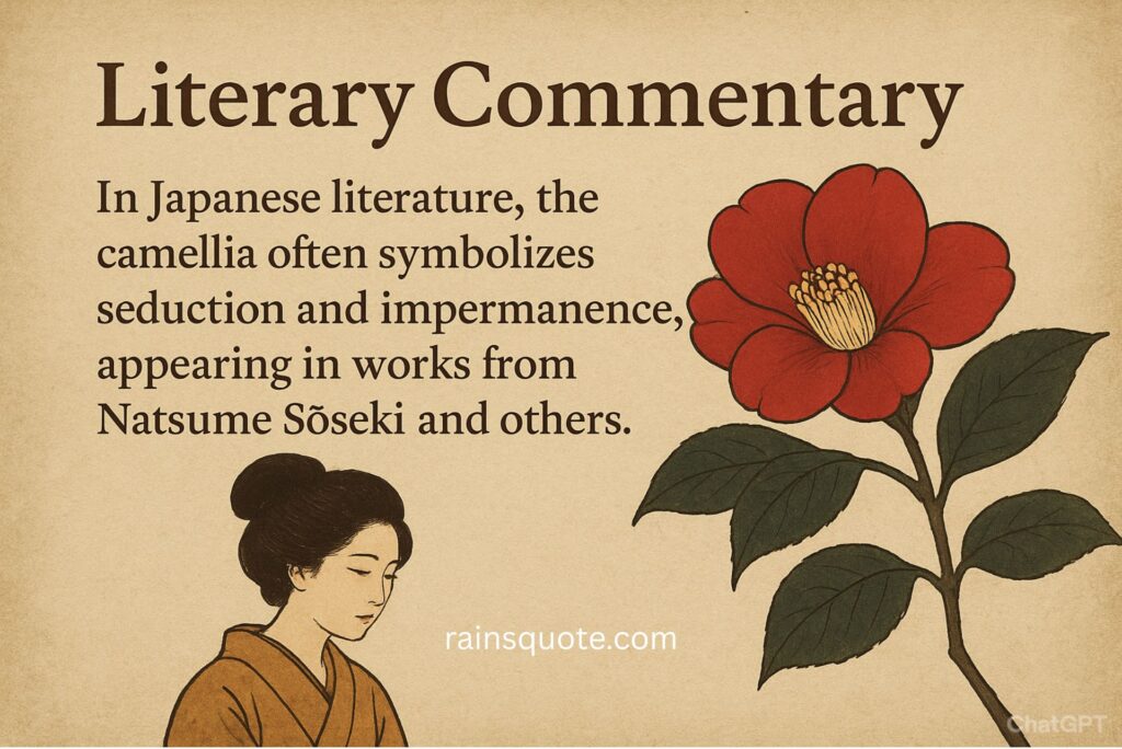 āIn Japanese literature, the camellia often symbolizes seduction and impermanence, appearing in works from Natsume SÅseki and others.ā