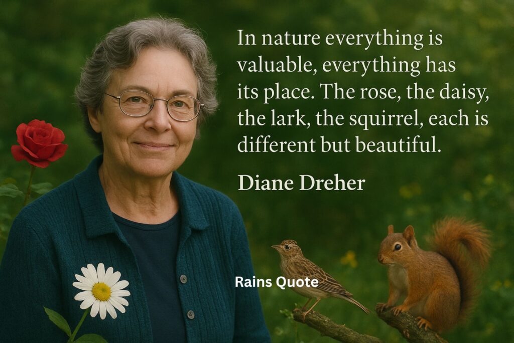 “In nature everything is valuable, everything has its place. The rose, the daisy, the lark, the squirrel, each is different but beautiful.”