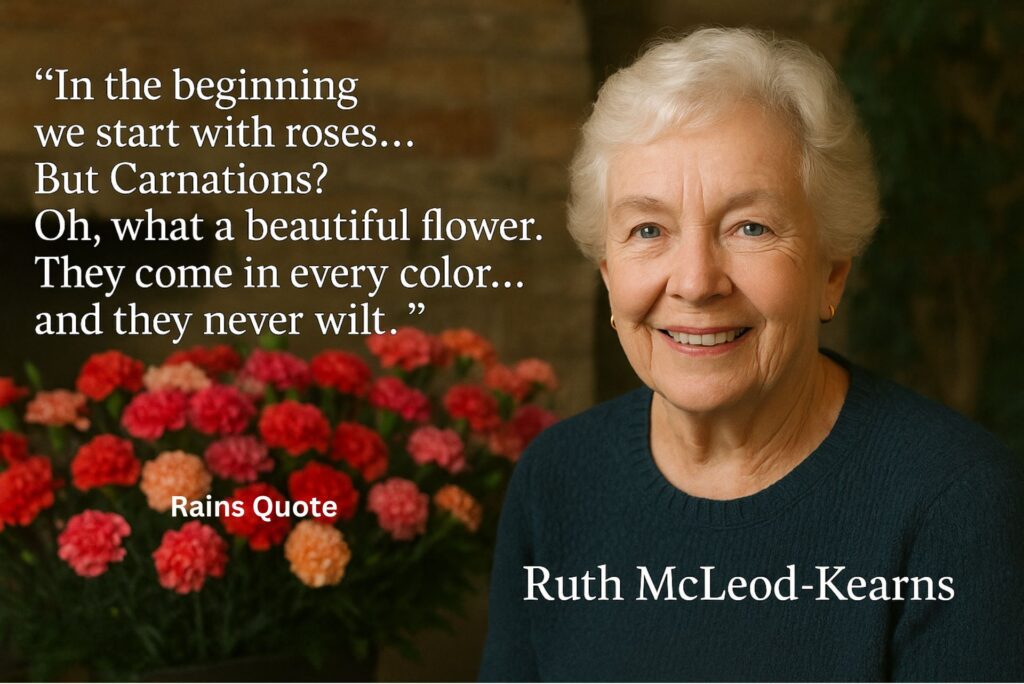 “In the beginning we start with roses… But Carnations? Oh, what a beautiful flower. They come in every color… and they never wilt.”