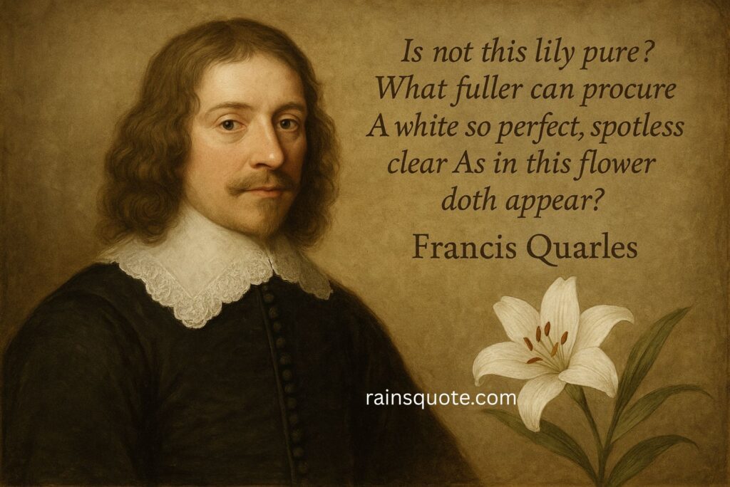 “Is not this lily pure? What fuller can procure A white so perfect, spotless clear As in this flower doth appear?”