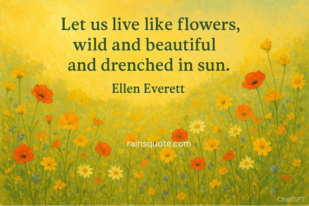 “Let us live like flowers, wild and beautiful and drenched in sun.”
