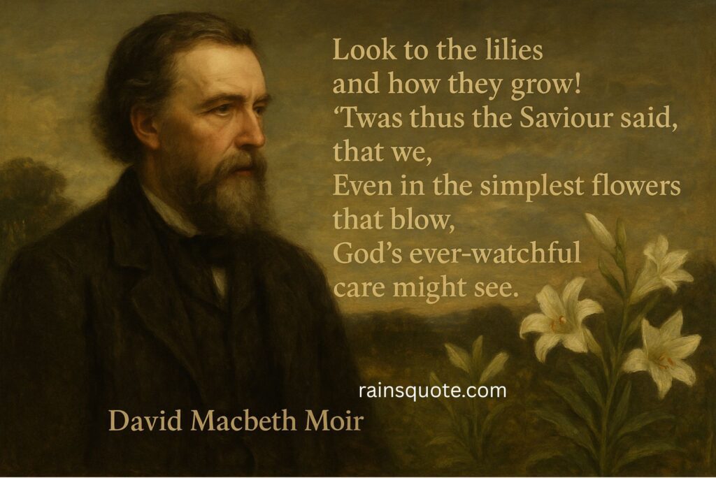 “Look to the lilies and how they grow! 'Twas thus the Saviour said, that we, Even in the simplest flowers that blow, God's ever-watchful care might see.”