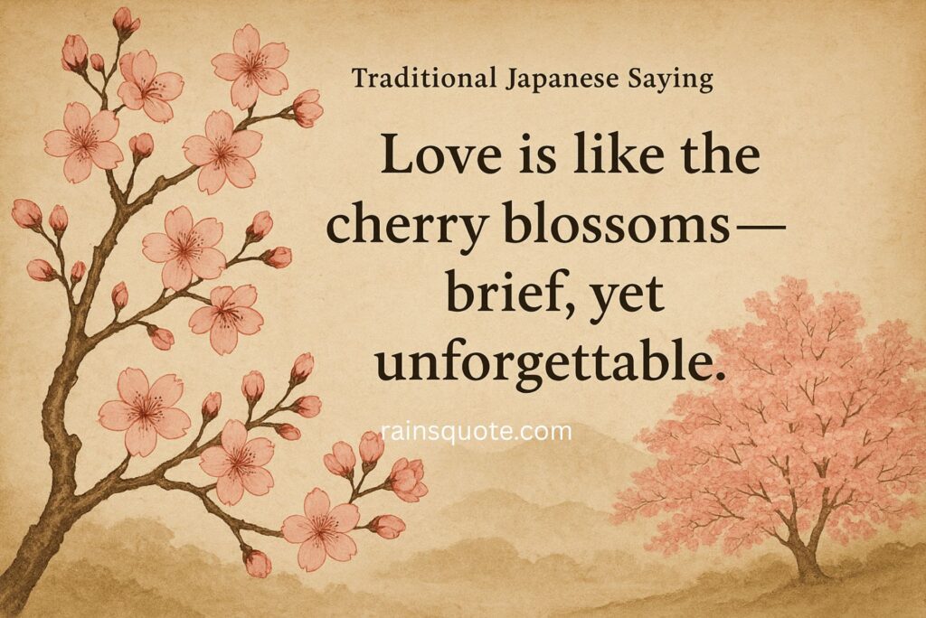 “Love is like the cherry blossoms—brief, yet unforgettable.”