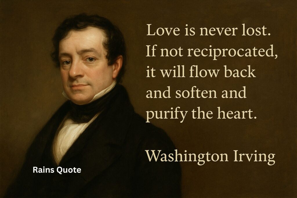 βLove is never lost. If not reciprocated, it will flow back and soften and purify the heart.β