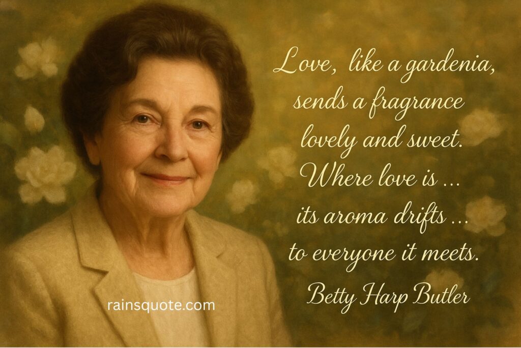 .“Love, like a gardenia, sends a fragrance lovely and sweet. Where Love is … its aroma drifts … to everyone it meets.”