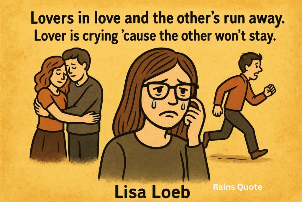 βLovers in love and the otherβs run away. Lover is crying βcause the other wonβt stay.β