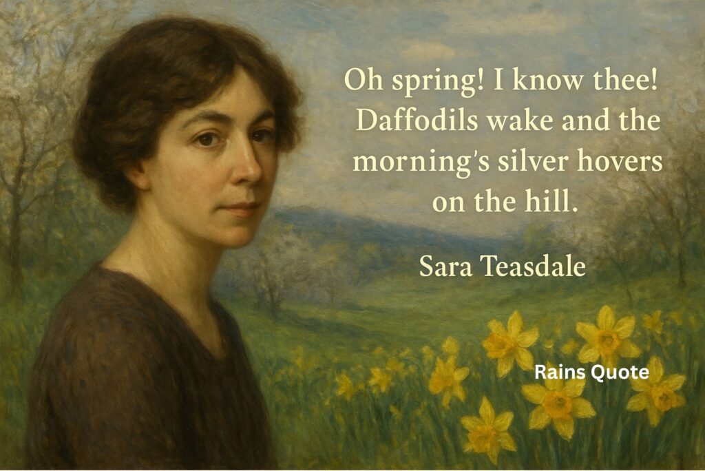 “Oh spring! I know thee! Daffodils wake and the morning’s silver hovers on the hill.”