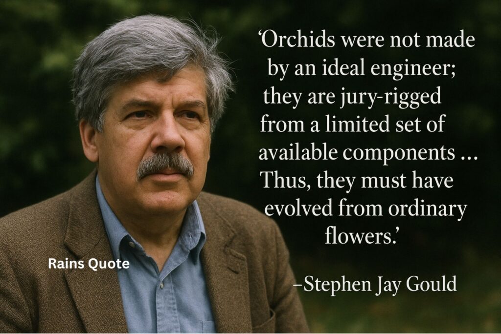 “Orchids were not made by an ideal engineer; they are jury-rigged from a limited set of available components … Thus, they must have evolved from ordinary flowers.”
