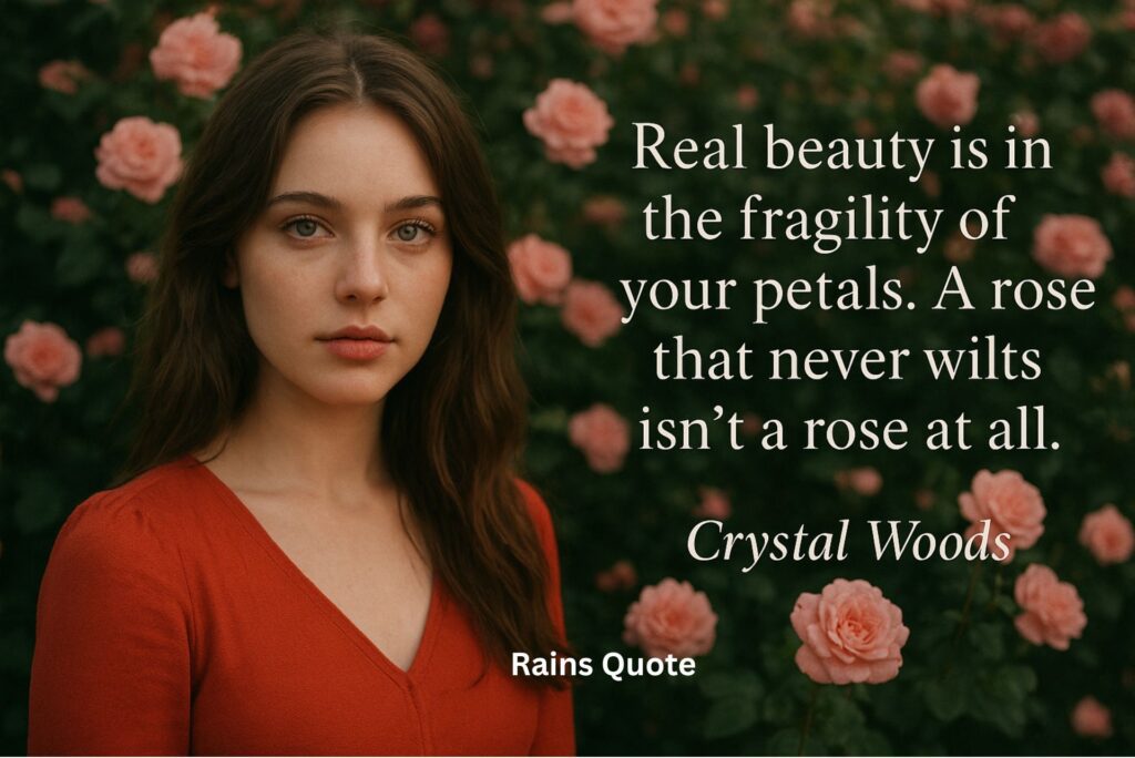โReal beauty is in the fragility of your petals. A rose that never wilts isnโt a rose at all.โ