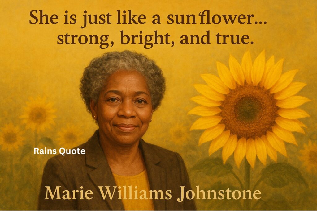“She is just like a sunflower... strong, bright, and true.”