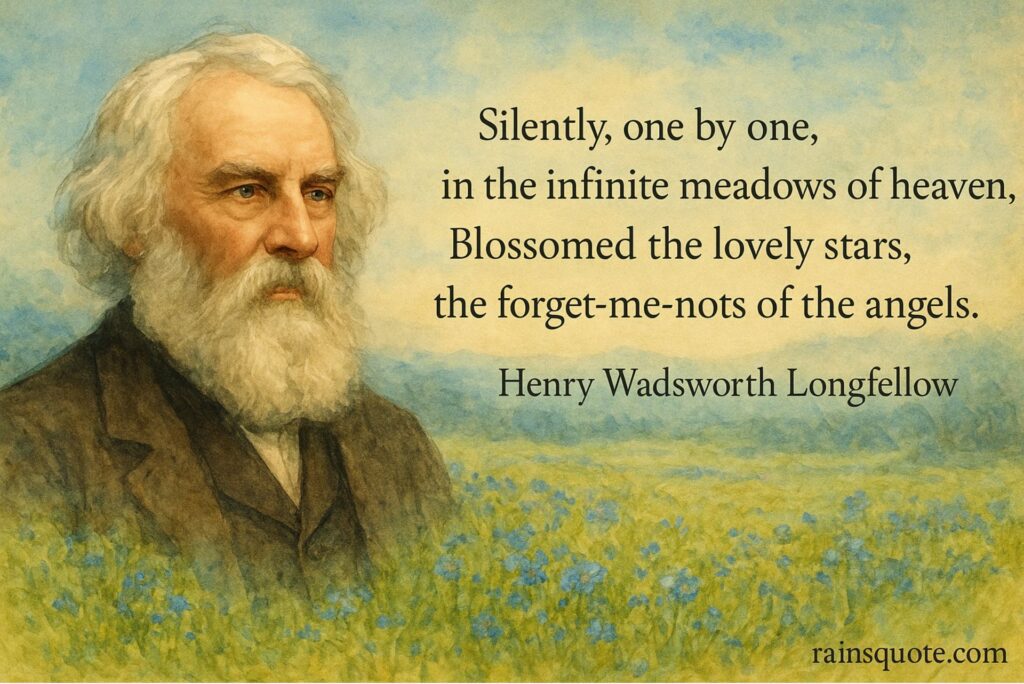 “Silently, one by one, in the infinite meadows of heaven,
Blossomed the lovely stars, the forget-me-nots of the angels.”
