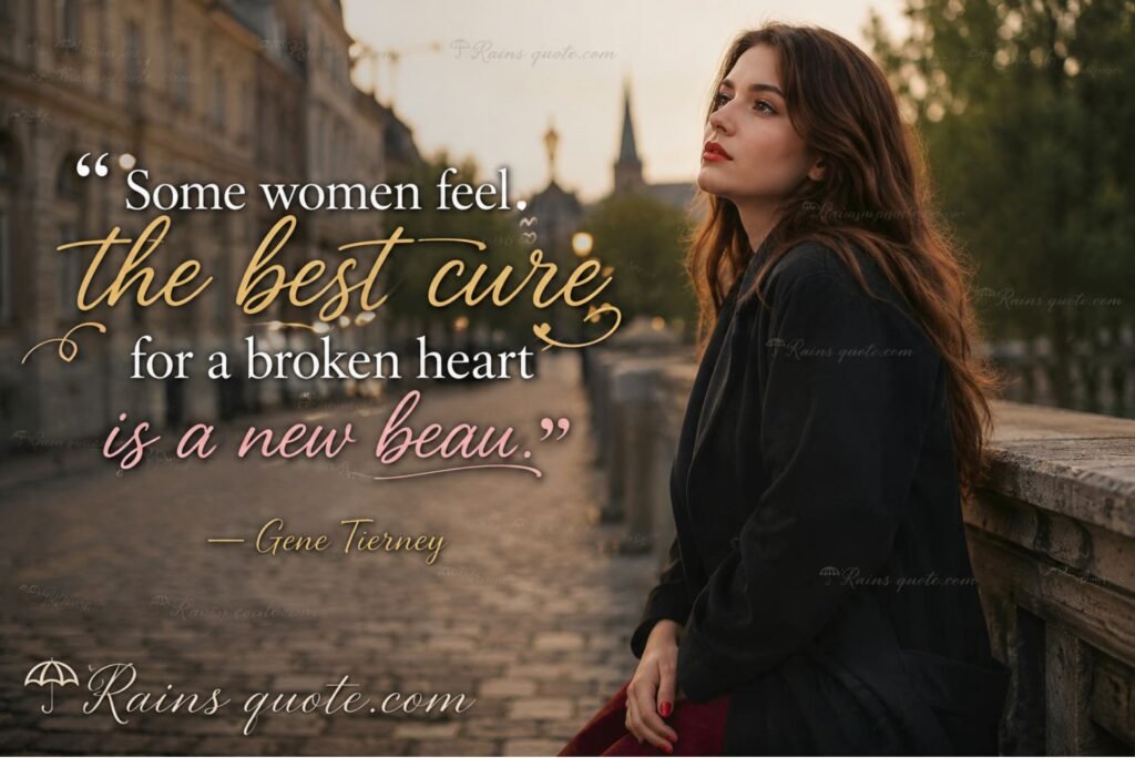 “Some women feel the best cure for a broken heart is a new beau.”