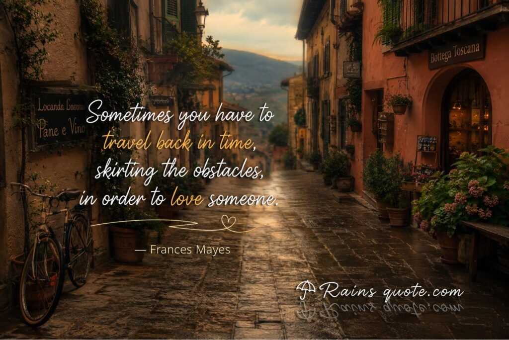 “Sometimes you have to travel back in time, skirting the obstacles, in order to love