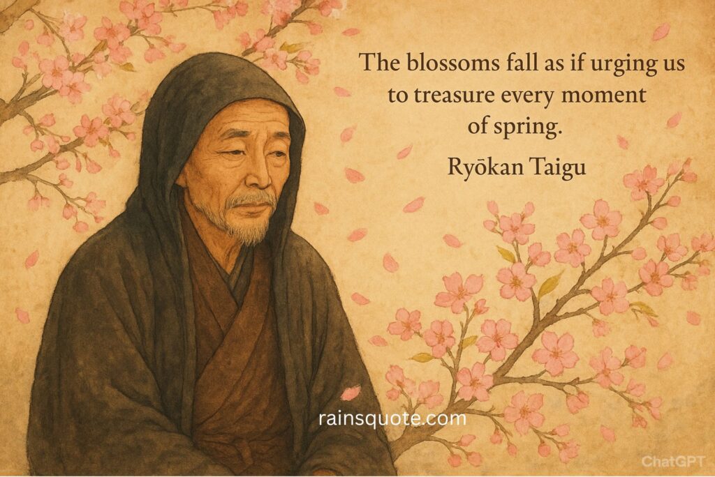 “The blossoms fall as if urging us to treasure every moment of spring.”