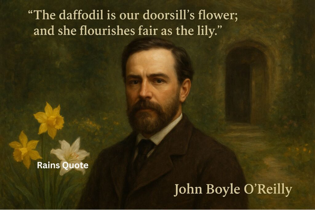“The daffodil is our doorsill’s flower; and she flourishes fair as the lily.”