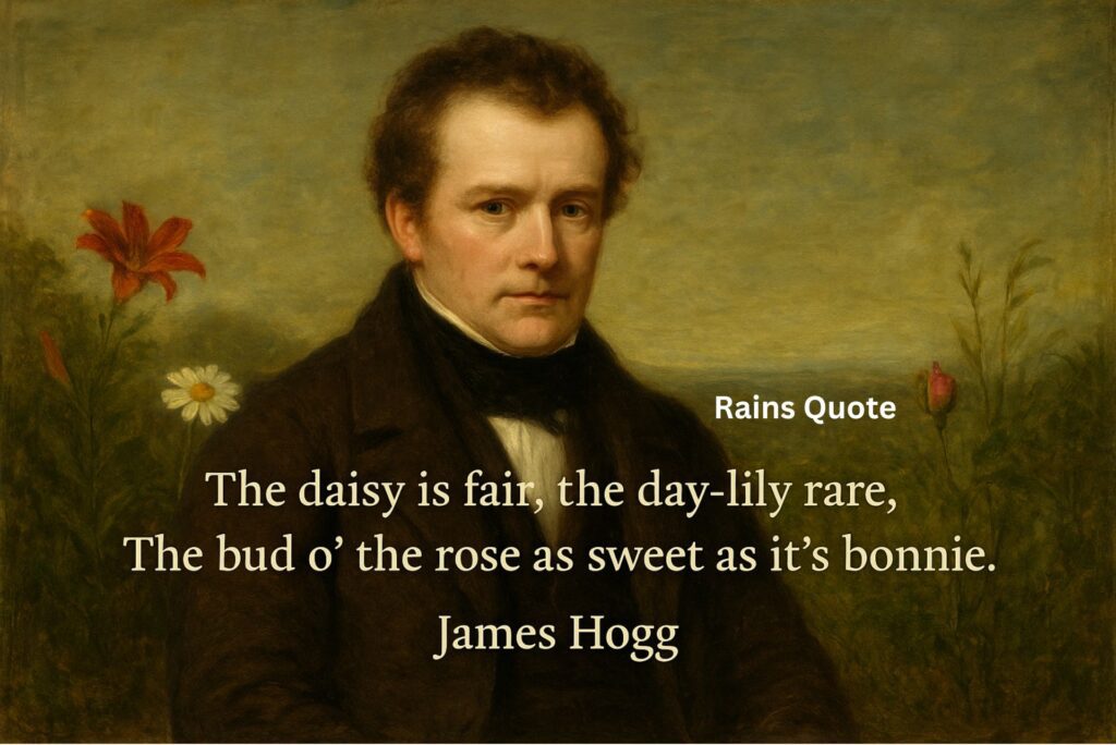 “The daisy is fair, the day-lily rare,
The bud o' the rose as sweet as it's bonnie.”