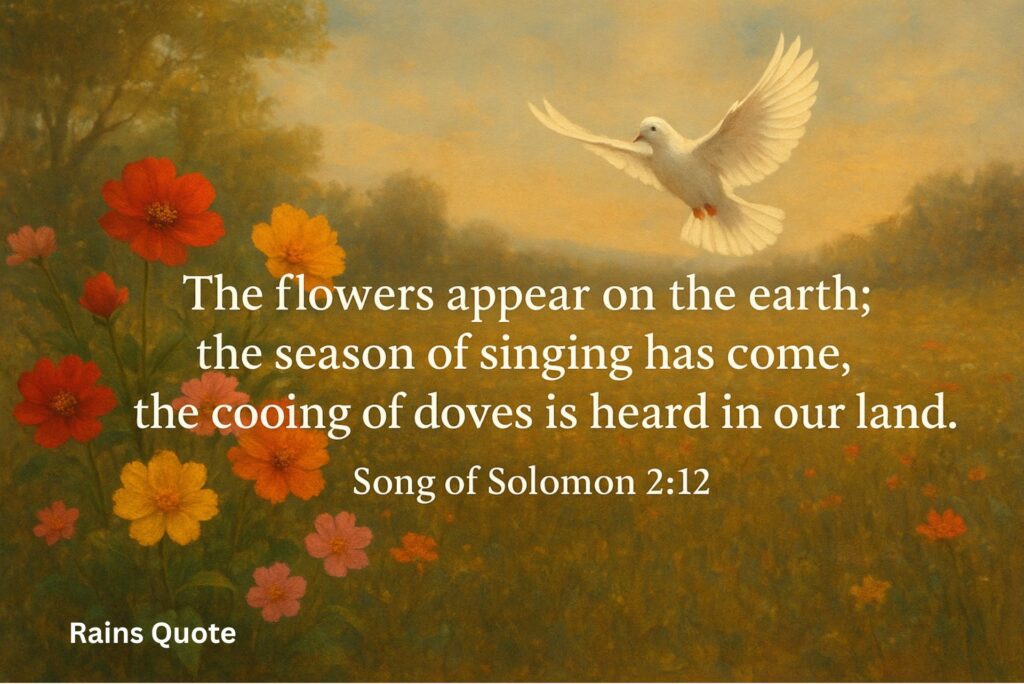 "The flowers appear on the earth; the season of singing has come, the cooing of doves is heard in our land."