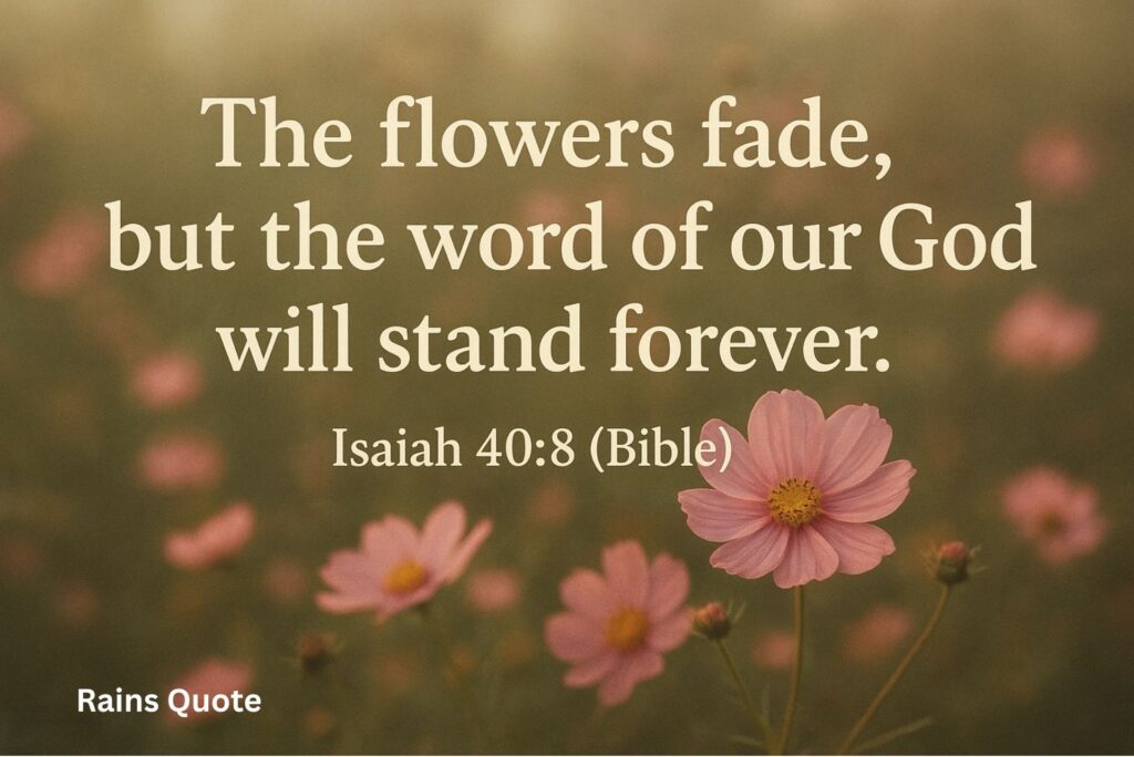 "The flowers fade, but the word of our God will stand forever."