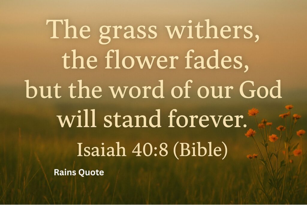 “The grass withers, the flower fades, but the word of our God will stand forever.”