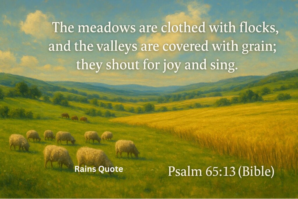 "The meadows are clothed with flocks, and the valleys are covered with grain; they shout for joy and sing."