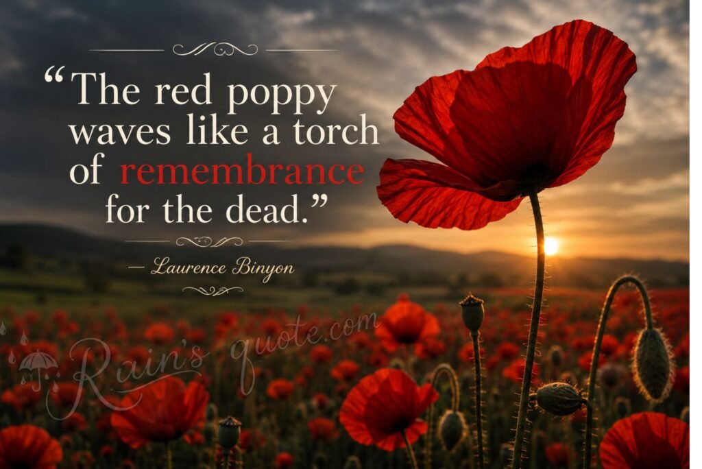 “The red poppy waves like a torch of remembrance for the dead.”