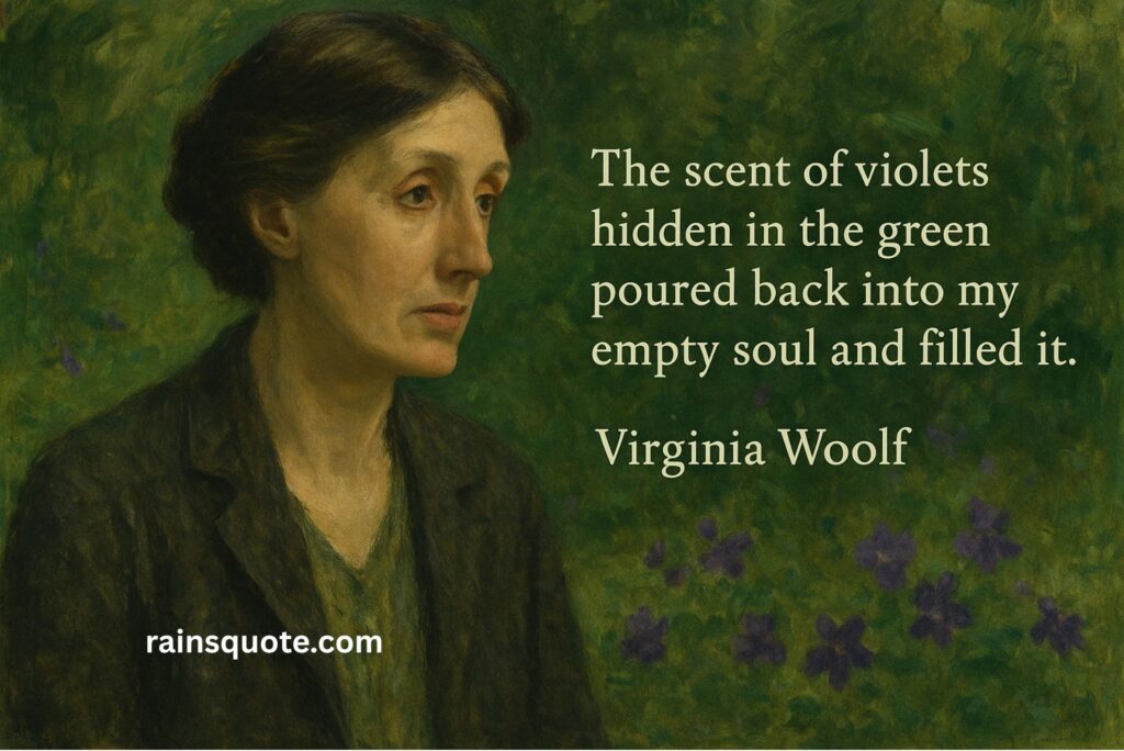 “The scent of violets hidden in the green poured back into my empty soul and filled it.”
