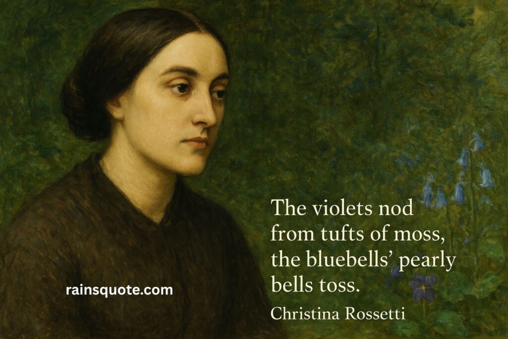 “The violets nod from tufts of moss, the bluebells’ pearly bells toss.”