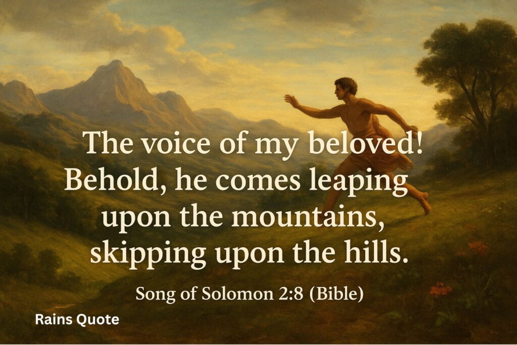 "The voice of my beloved! Behold, he comes leaping upon the mountains, skipping upon the hills."