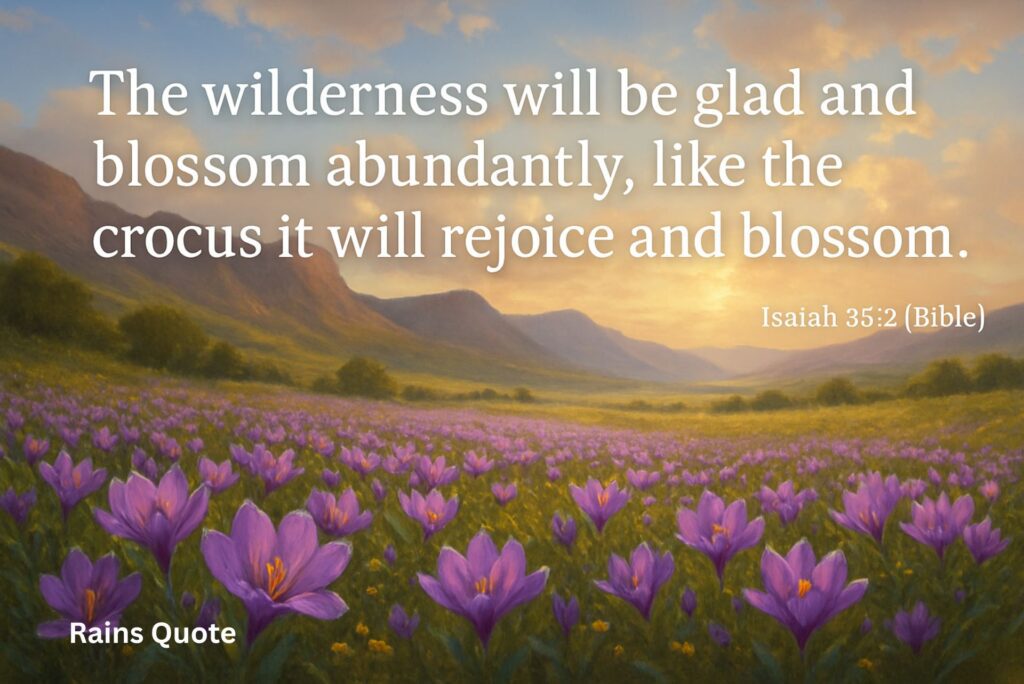 "The wilderness will be glad and blossom abundantly, like the crocus it will rejoice and blossom."