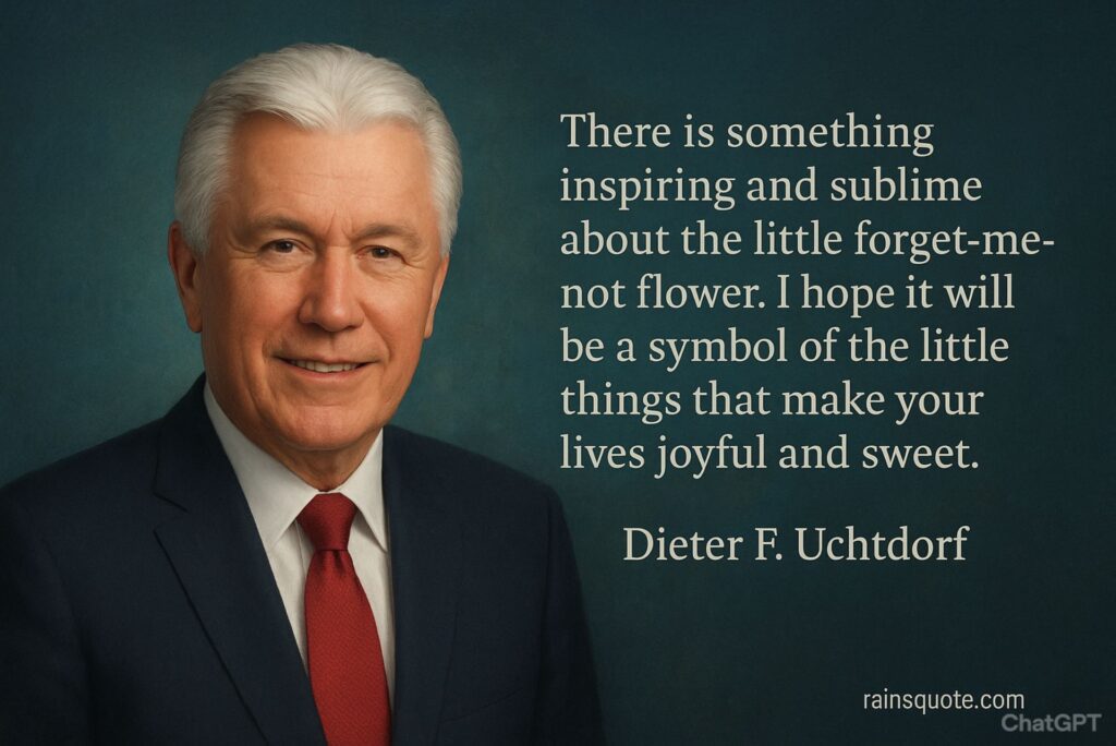 “There is something inspiring and sublime about the little forget-me-not flower. I hope it will be a symbol of the little things that make your lives joyful and sweet.”