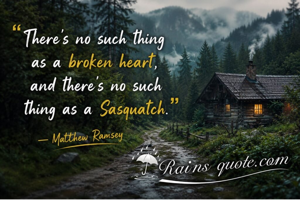 “There's no such thing as a broken heart, and there's no such thing as a Sasquatch.” 