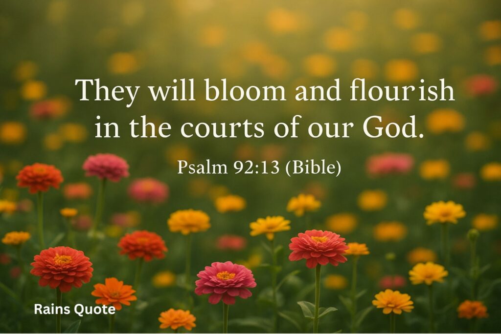 "They will bloom and flourish in the courts of our God."