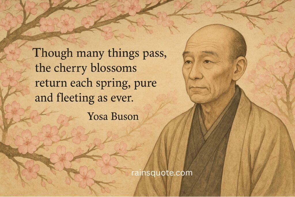 “Though many things pass, the cherry blossoms return each spring, pure and fleeting as ever.”