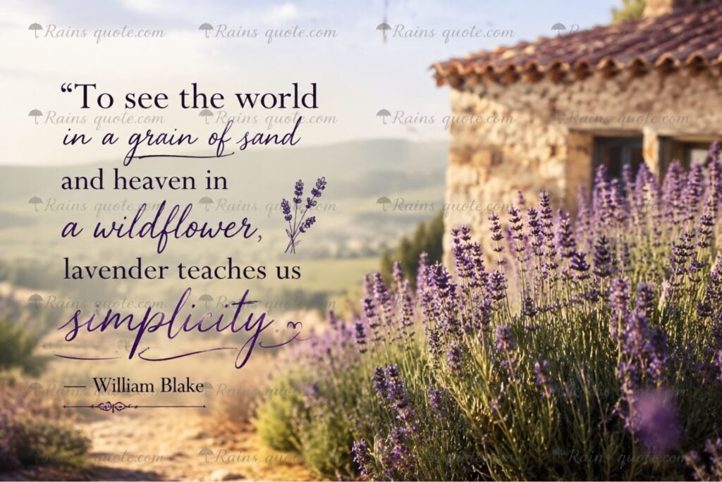 “To see the world in a grain of sand and heaven in a wildflower, lavender teaches us simplicity.”