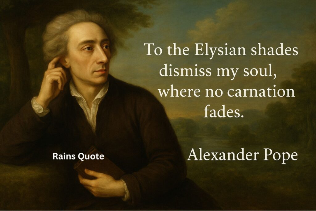 “To the Elysian shades dismiss my soul, where no carnation fades.”