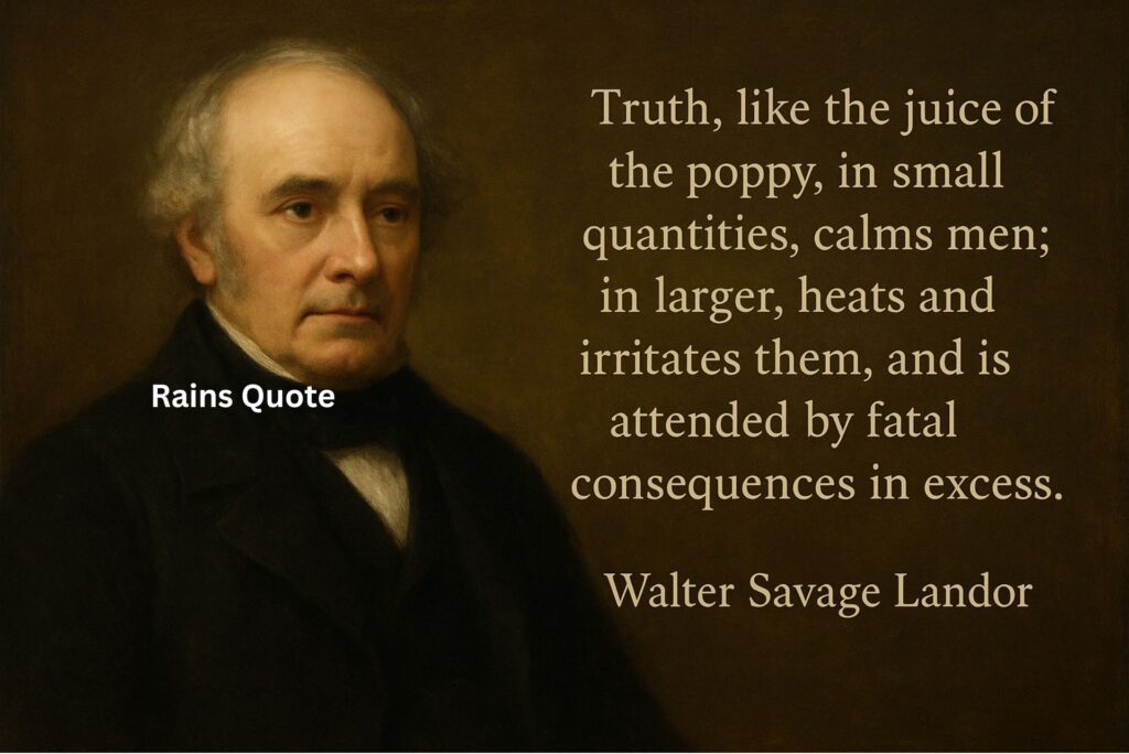 โTruth, like the juice of the poppy, in small quantities, calms men; in larger, heats and irritates them, and is attended by fatal consequences in excess.โ