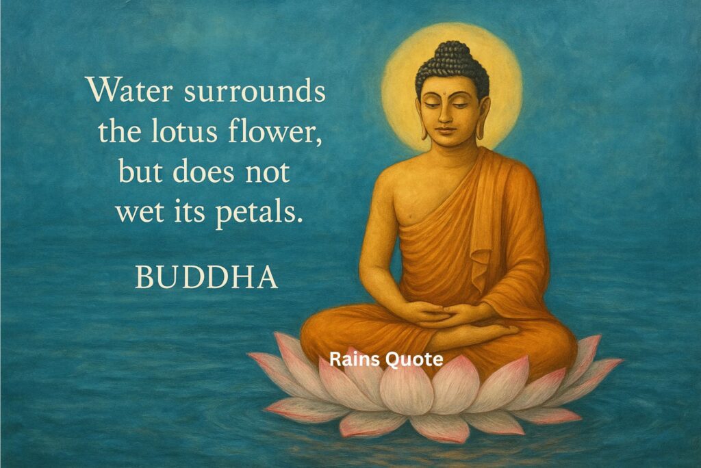 โWater surrounds the lotus flower, but does not wet its petals.โ