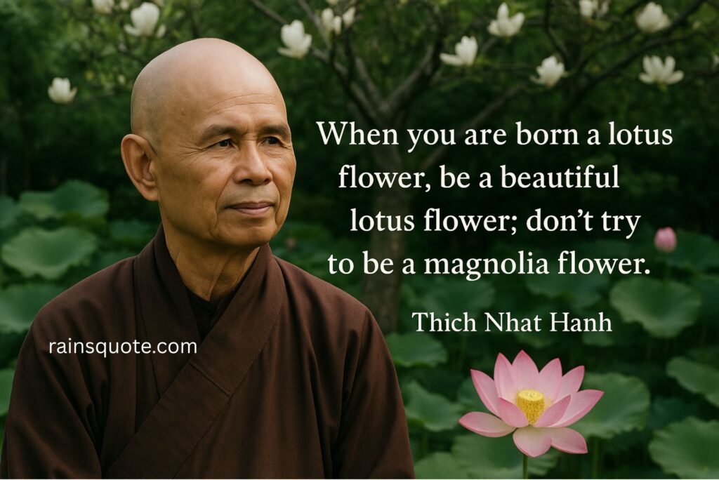 “When you are born a lotus flower, be a beautiful lotus flower; don’t try to be a magnolia flower.”