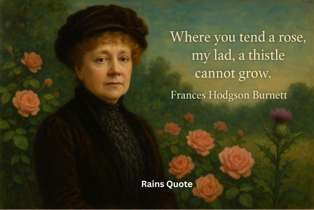 "Where you tend a rose, my lad, a thistle cannot grow."