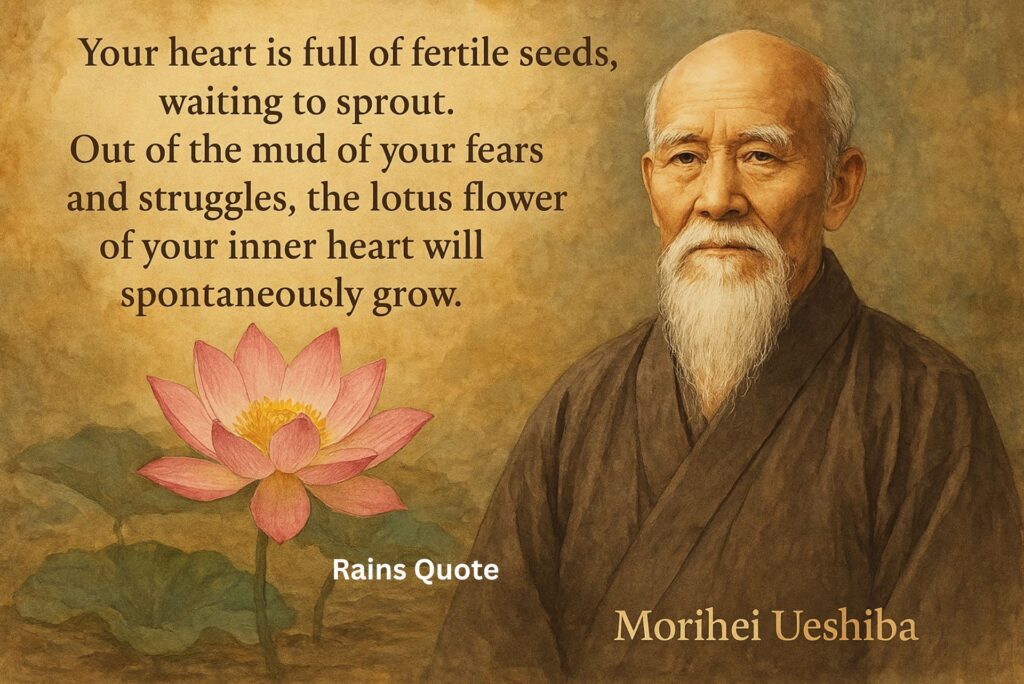 โYour heart is full of fertile seeds, waiting to sprout. Out of the mud of your fears and struggles, the lotus flower of your inner heart will spontaneously grow.โ