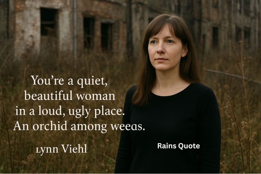 “You’re a quiet, beautiful woman in a loud, ugly place. An orchid among weeds.”