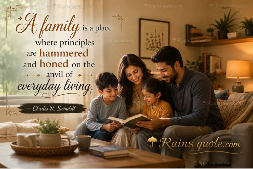 “A family is a place where principles are hammered and honed on the anvil of everyday living.”