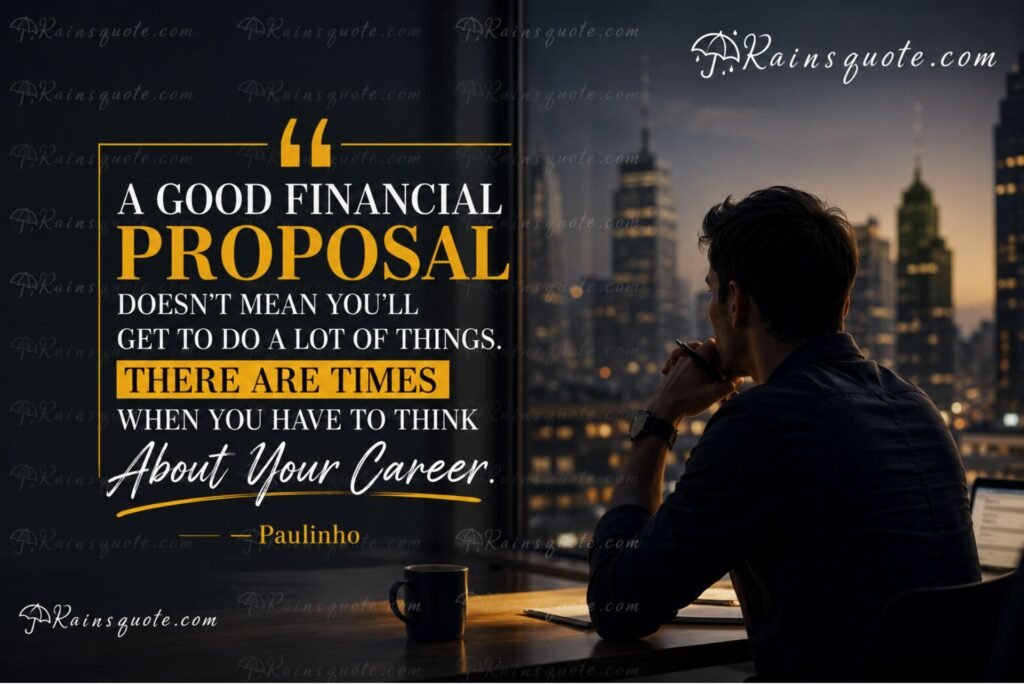 “A good financial proposal doesn't mean you'll get to do a lot of things. There are times when you have to think about your career.”