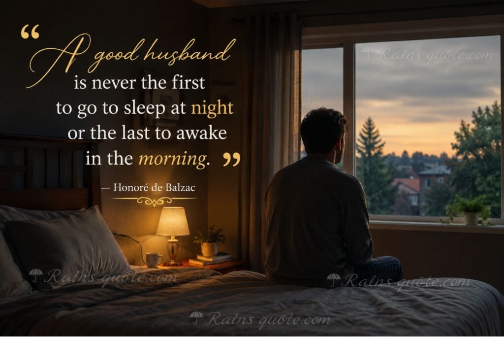 “A good husband is never the first to go to sleep at night or the last to awake in the morning.”
