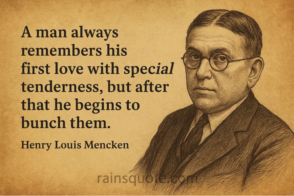 โA man always remembers his first love with special tenderness, but after that he begins to bunch them.โ