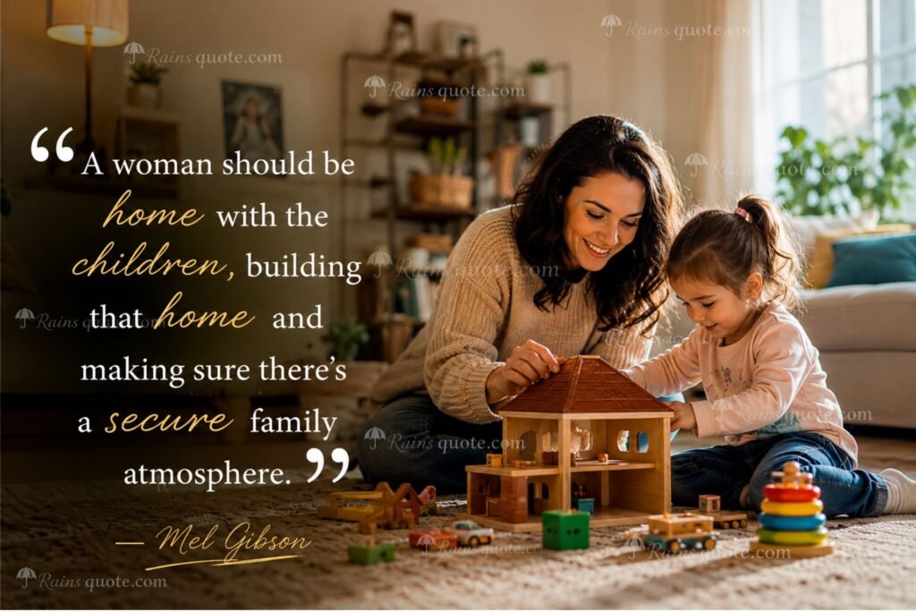 “A woman should be home with the children, building that home and making sure there’s a secure family atmosphere.”